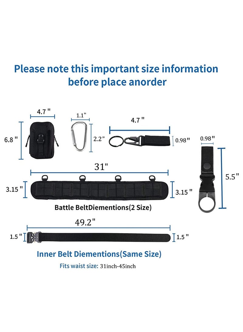 Bluejw 5-Piece Set Tactical Battle Belt Set,Slim Airsoft Molle Belt With Metal Buckle For Shooting Hunting,War Belt Game Belts And Bags Safe Life Defense Belts,Molle Pouch Included  - Image 2