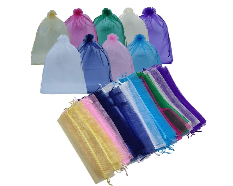 Ankirol 50pcs Sheer Organza Favor Bags 12 X 16 INCH Extra Large Organza Drawstring Bags 10 Colors (mix) - Image 3