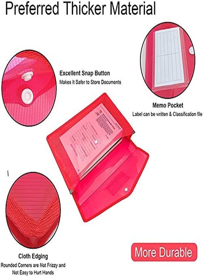 FEDUS Document Holder Envelope Folder,File Storage Bag withSnap Button Transparent Plastic File for Document Certificate File Holder/Document Folder for Certificate Legal Document OrganizerPack 4 RED - Image 5