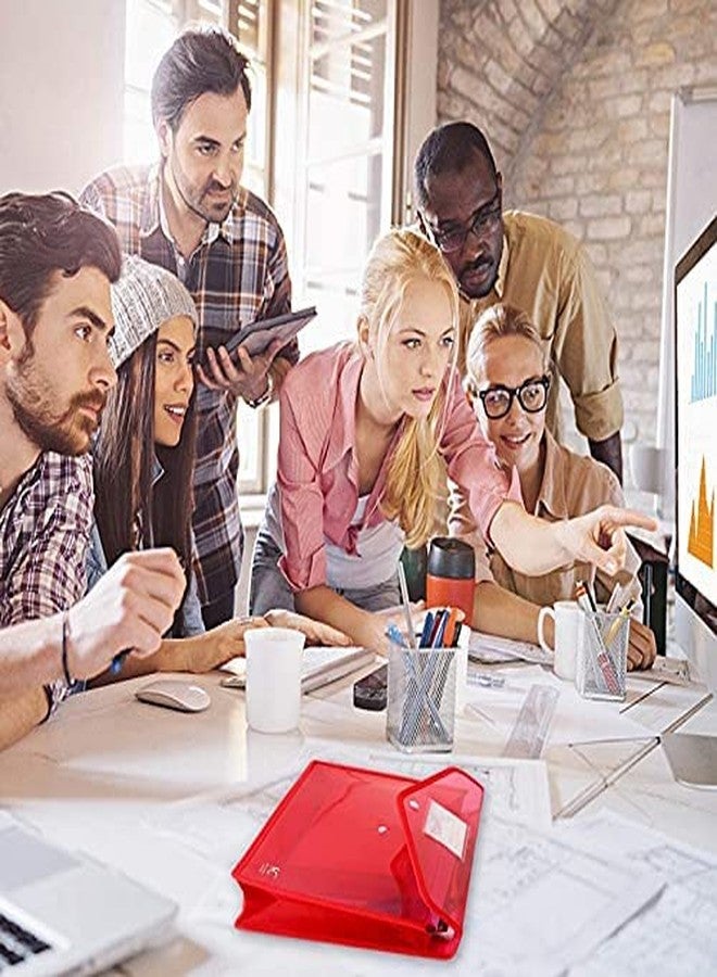 FEDUS Document Holder Envelope Folder,File Storage Bag withSnap Button Transparent Plastic File for Document Certificate File Holder/Document Folder for Certificate Legal Document OrganizerPack 4 RED - Image 2