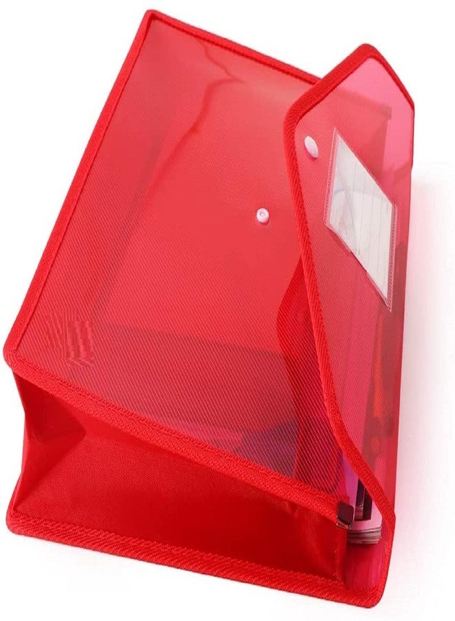 FEDUS Document Holder Envelope Folder,File Storage Bag withSnap Button Transparent Plastic File for Document Certificate File Holder/Document Folder for Certificate Legal Document OrganizerPack 4 RED - Image 3