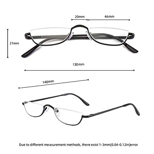 COVESATO Half Frame Reading Glasses, Half Metal Moon Readers for Women Men 2 Pairs 2.50 - Image 3