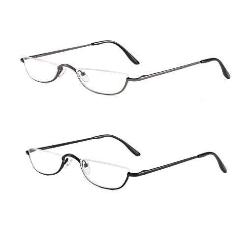 COVESATO Half Frame Reading Glasses, Half Metal Moon Readers for Women Men 2 Pairs 2.50 - Image 1