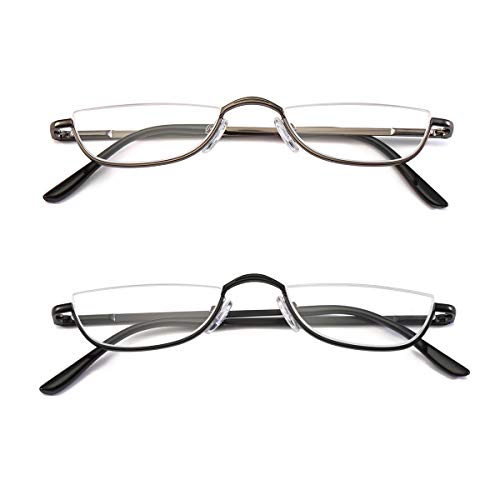 COVESATO Half Frame Reading Glasses, Half Metal Moon Readers for Women Men 2 Pairs 2.50 - Image 2
