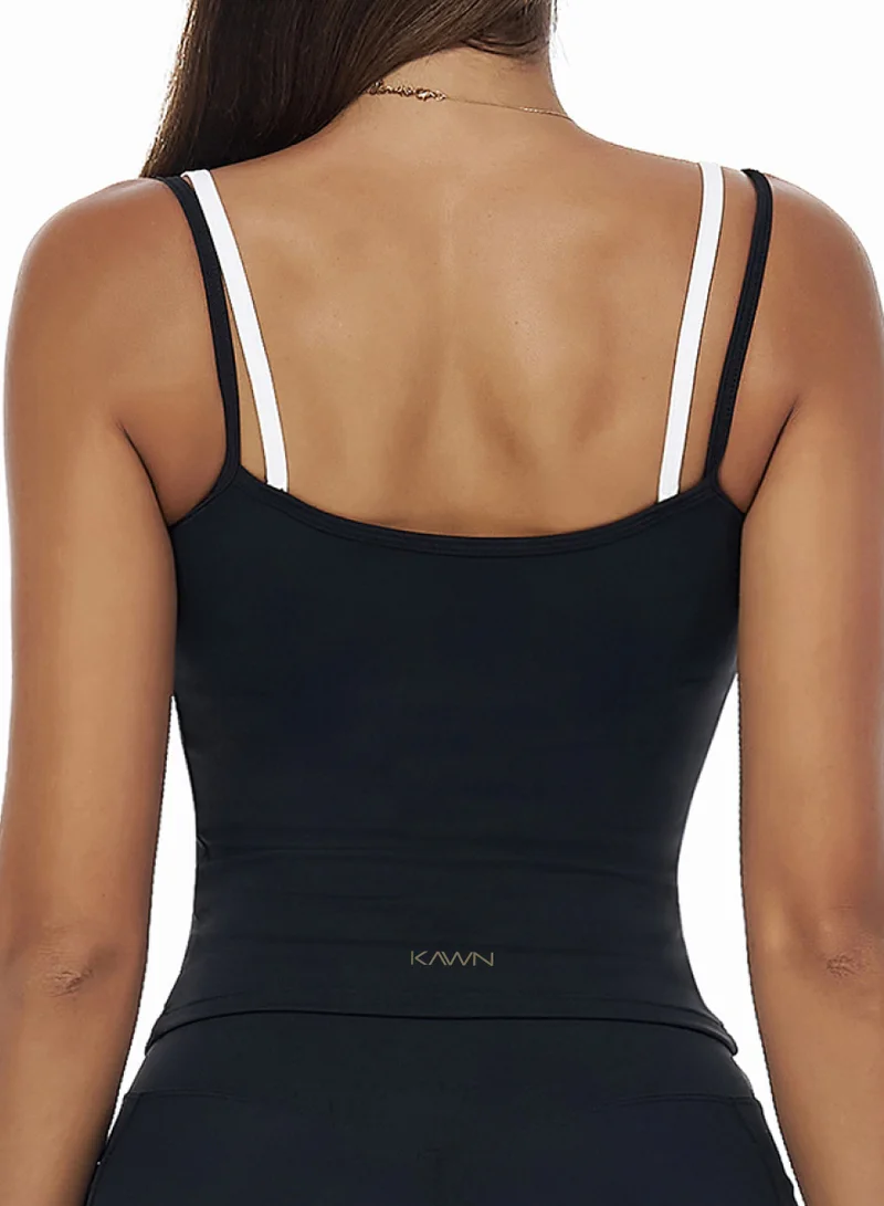KAWN.YOGA Licorice Black Square Neck Double Layer Cami Top for Women | Best Price UAE