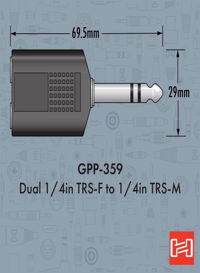 Hosa GPP-359 Dual 1/4 Inches TRS Female to 1/4 Inches TRS Male Adapter - Image 4