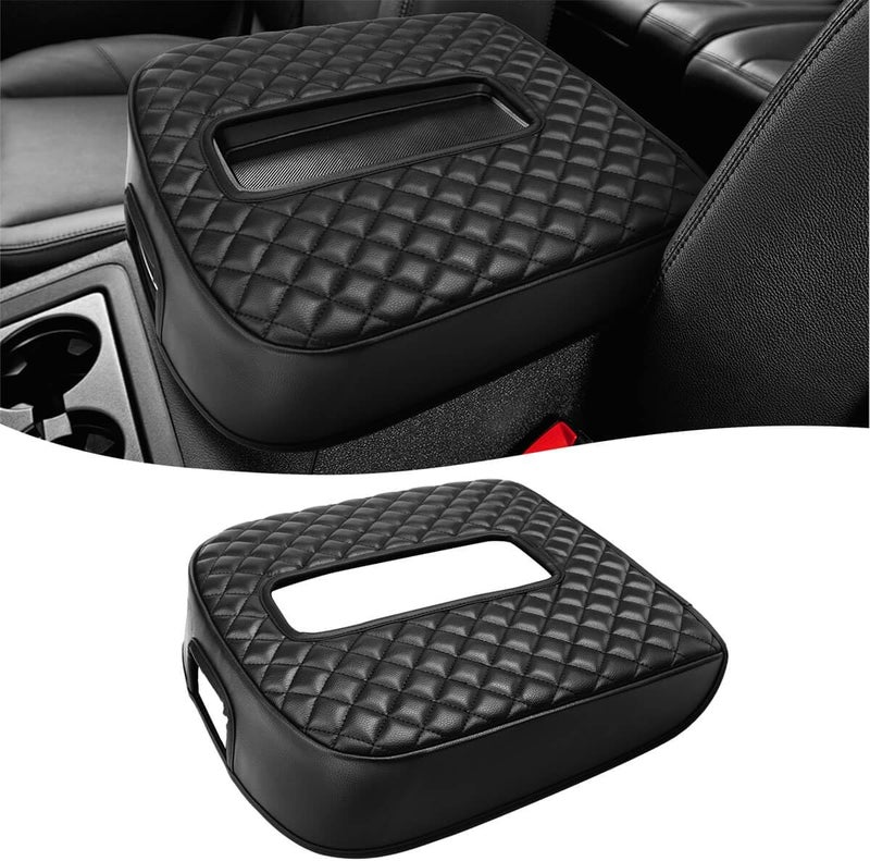 KBH Center Console Armrest Cover for Chevy Silverado Avalanche Suburban Tahoe & GMC Sierra Yukon 2007-2014, Vinyl Leather Trim, Car Arm Rest Covering Cushion Pad, Bucket Seat, Anti-Scratch, Black - Image 1