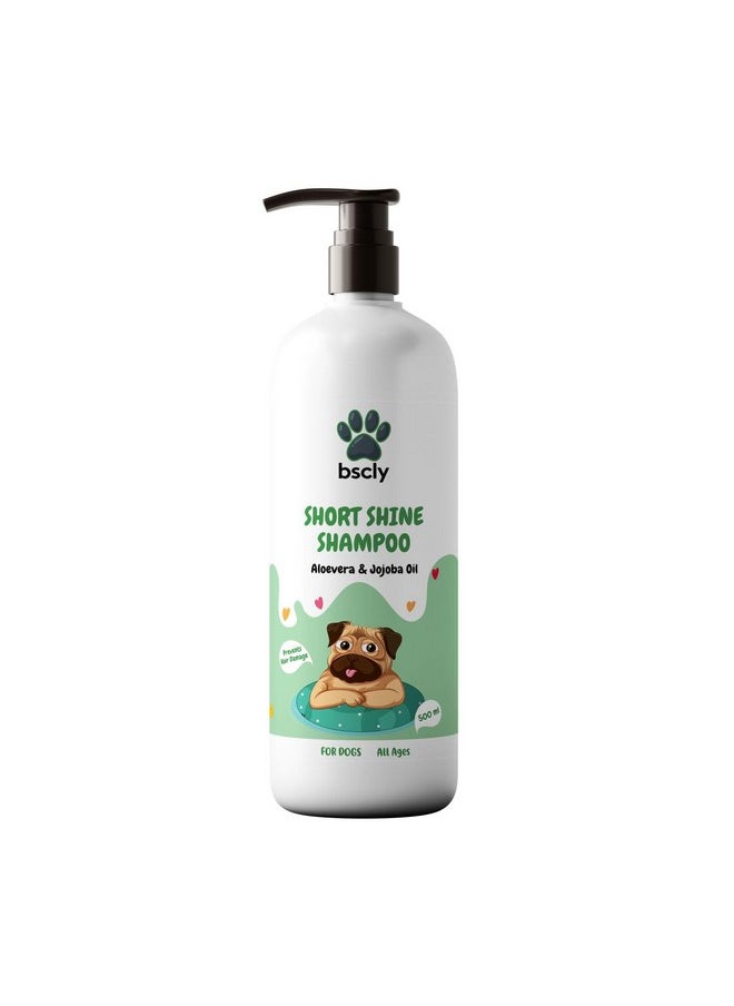 Harrods - Bscly Short Shine Dog Shampoo 500ml | Enriched with Aloe Vera & Jojoba Oil | Moisturizes & Heals Skin | Suitable for Pomeranians to Golden Retrievers - Image 1