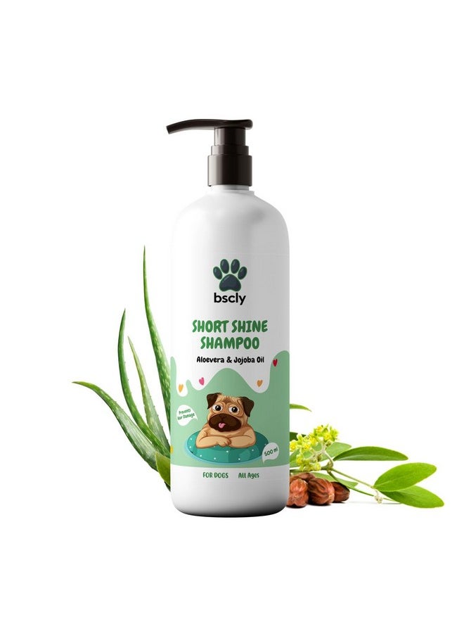 Harrods - Bscly Short Shine Dog Shampoo 500ml | Enriched with Aloe Vera & Jojoba Oil | Moisturizes & Heals Skin | Suitable for Pomeranians to Golden Retrievers - Image 1