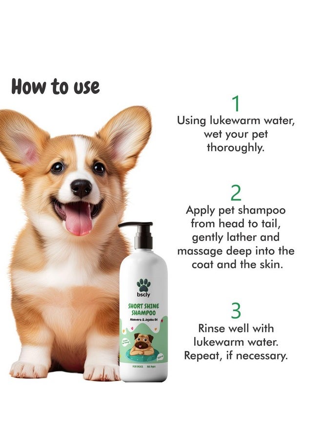 Harrods - Bscly Short Shine Dog Shampoo 500ml | Enriched with Aloe Vera & Jojoba Oil | Moisturizes & Heals Skin | Suitable for Pomeranians to Golden Retrievers - Image 1