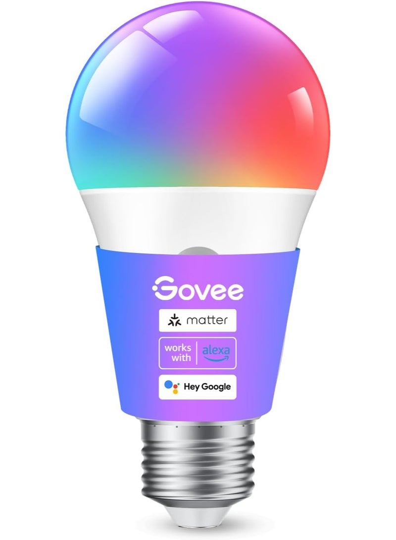 Govee Smart Light Bulbs, Color Changing Light Bulb, Works with Alexa and Google Assistant, 16 Million Colors RGBWW, WiFi & Bluetooth LED Light Bulbs, Music Sync, A19, 800 Lumens, 1 Pack - Image 1