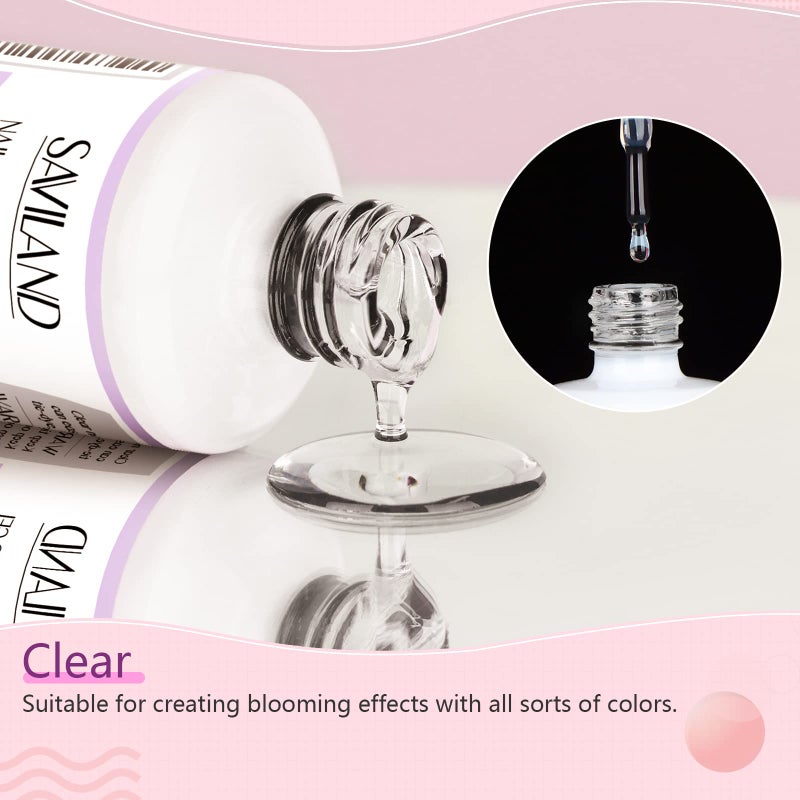 SAVILAND Blooming Gel: Easy Booming Gel Nail Polish with Nails Brush Blossom for Spreading Effect Marble Nail Polish Flower Watercolor Nails Art Design Manicure Salon Home DIY - Image 4