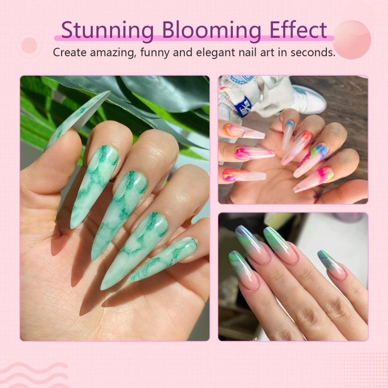 SAVILAND Blooming Gel: Easy Booming Gel Nail Polish with Nails Brush Blossom for Spreading Effect Marble Nail Polish Flower Watercolor Nails Art Design Manicure Salon Home DIY - Image 2