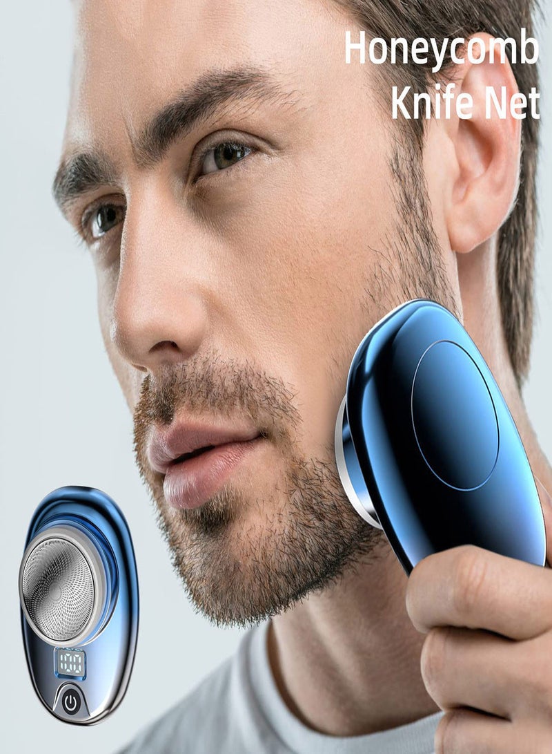 Y&D Mini Electric Razor for Men, USB Rechargeable Waterproof Pocket Size Shaver with LCD Power Display, Easy One-Button Use Suitable Home, Car, Travel Gifts Father's Day Boys (Blue) - Image 2