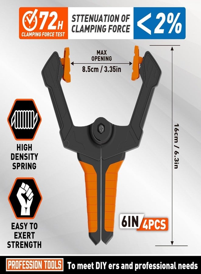 VENEKETY Spring Clamps Heavy Duty, 4-Pack Large Clamps for Woodworking Work, Fixing Backgrounds, and Photography DIY, Among Others. 3.35 Inch Mouth Opening (3 inch) - Image 2