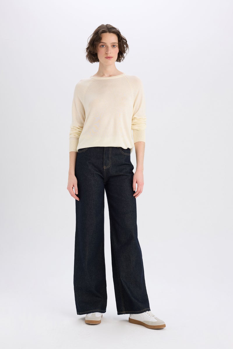 DeFacto Beige Woman Regular Fit Crew Neck Basic Knit Pullover Casual - Image 2