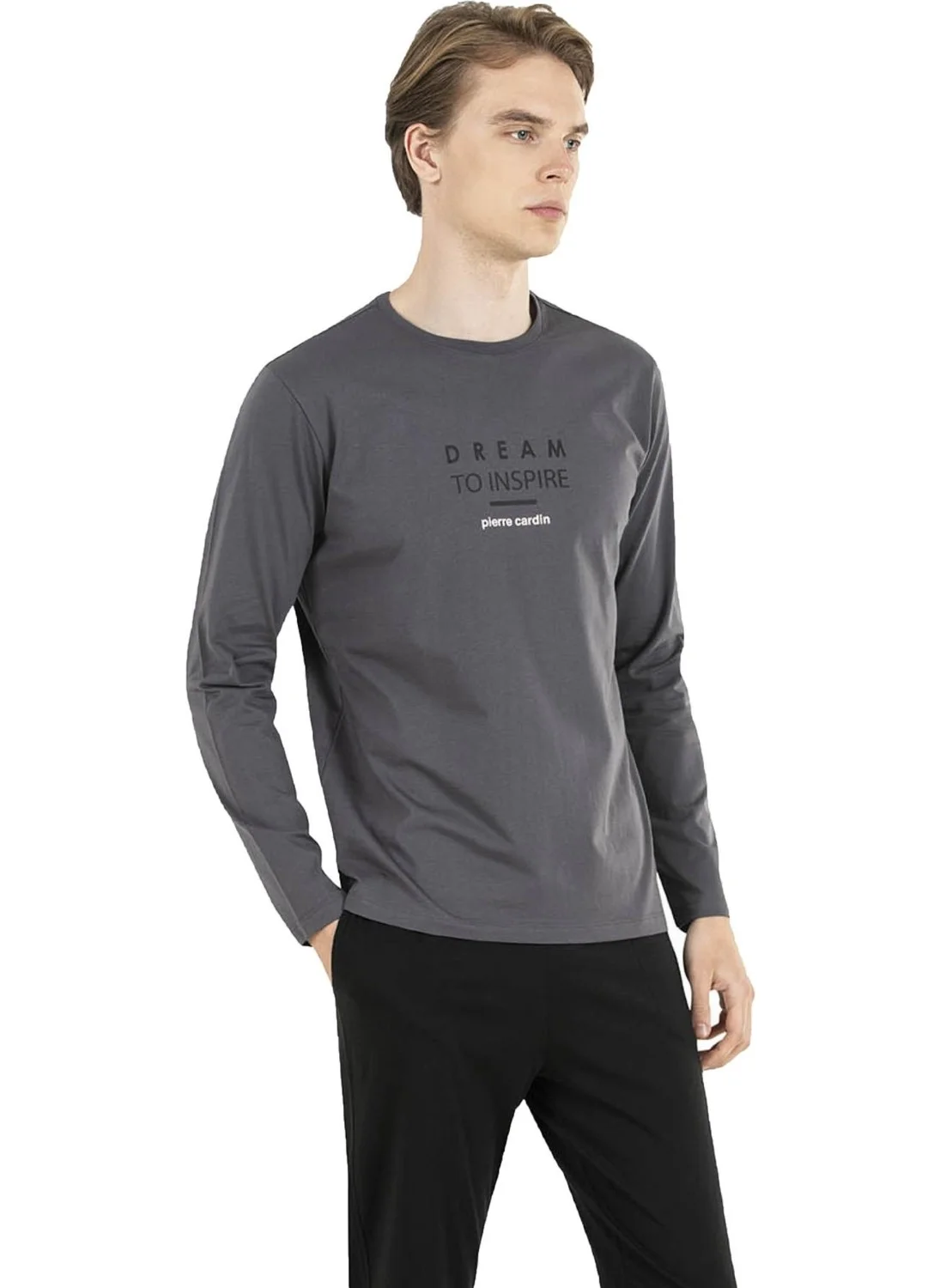 pierre cardin Long Sleeve Round Neck Combed Cotton Men's Pajama Set