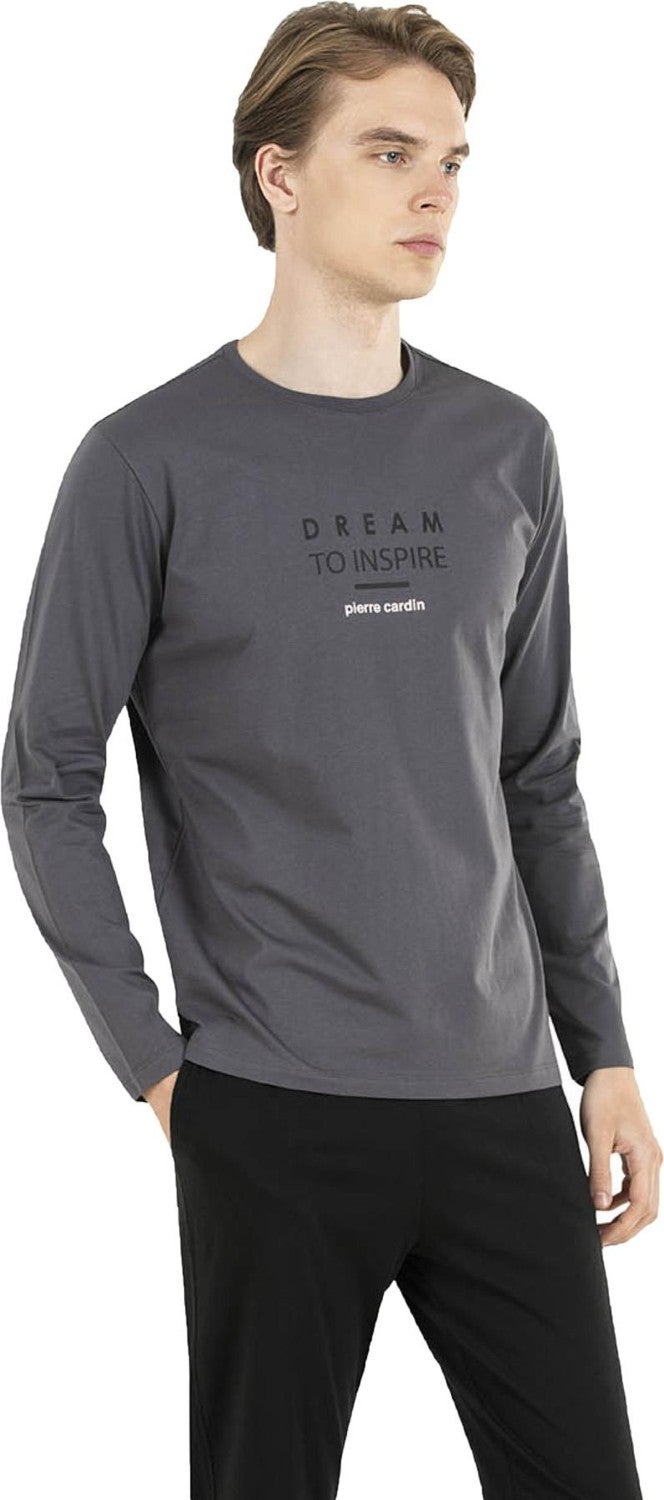 pierre cardin Long Sleeve Round Neck Combed Cotton Men's Pajama Set 