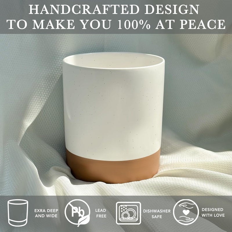 Mora Ceramic Kitchen Utensil Holder - Wooden Spoon & Spatula Crock for Countertop, Modern Farmhouse Home Decor, Extra Large 7.3" Cooking Organizer for Stove Top and Counter - Heavy & Sturdy - Vanilla - Image 3