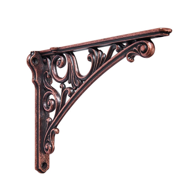 Khtumeware Shelf Bracket 6 Inch Decorative Brackets for Shelving Heavy Duty Vintage Ornate Shelf Bracket Hardware Included 4 Pack Antique Copper Finish 59x42x173 inch - Image 2