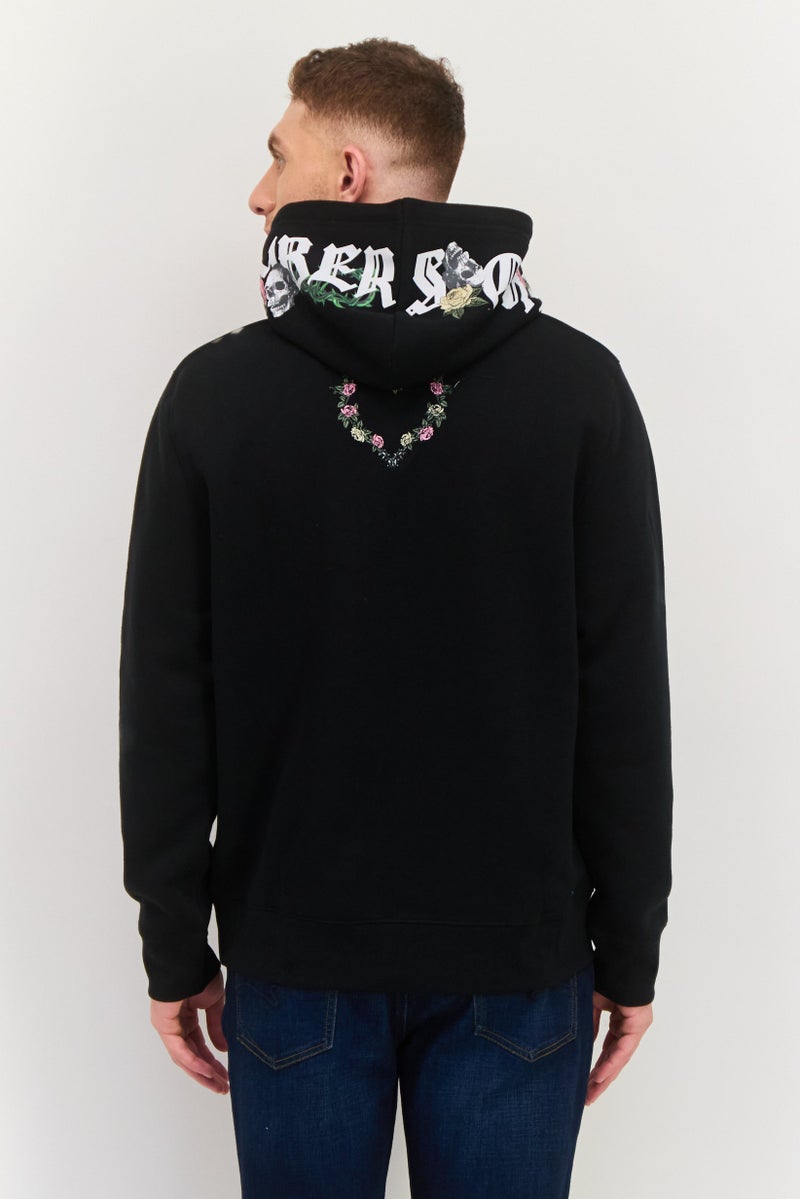 MEMBERS ONLY Men Hooded Embroidered Long Sleeves Sweatshirt, Black - Image 3