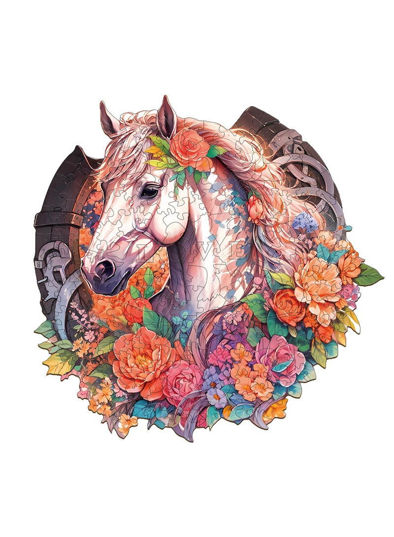 GALADUNE 175 pcs Jigsaws Puzzles for Adult & Kids Teens, Wooden Puzzles, DIY Educational Development Stress Relief Toys, Unique Ramadan Gift Souvenir, Warm Style Home Decorations, Loyal Stallion Pattern - Image 1