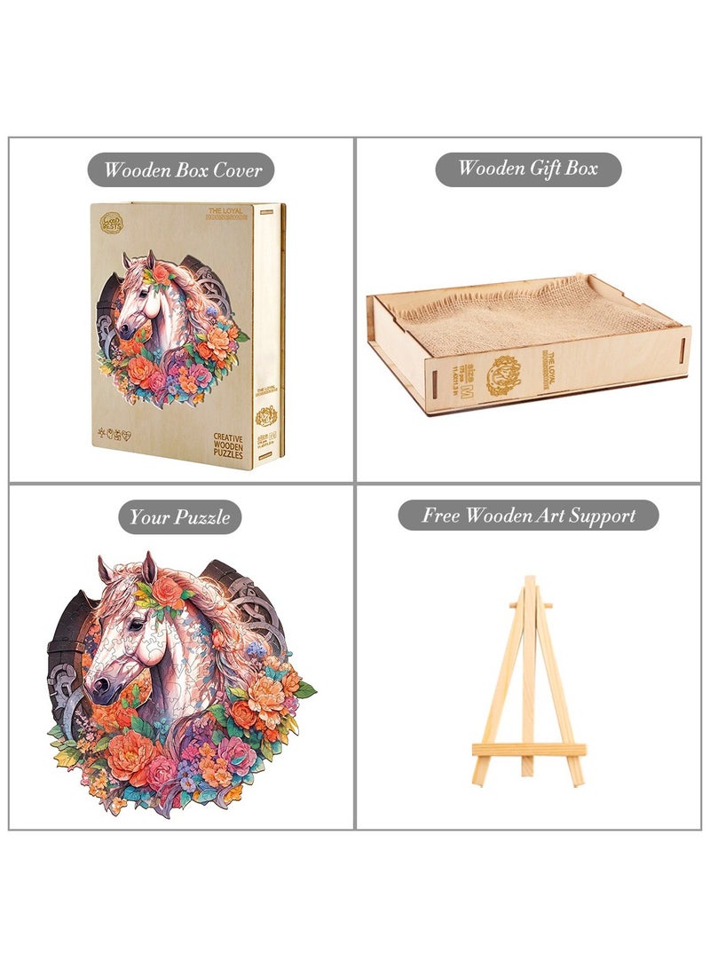 GALADUNE 175 pcs Jigsaws Puzzles for Adult & Kids Teens, Wooden Puzzles, DIY Educational Development Stress Relief Toys, Unique Ramadan Gift Souvenir, Warm Style Home Decorations, Loyal Stallion Pattern - Image 4