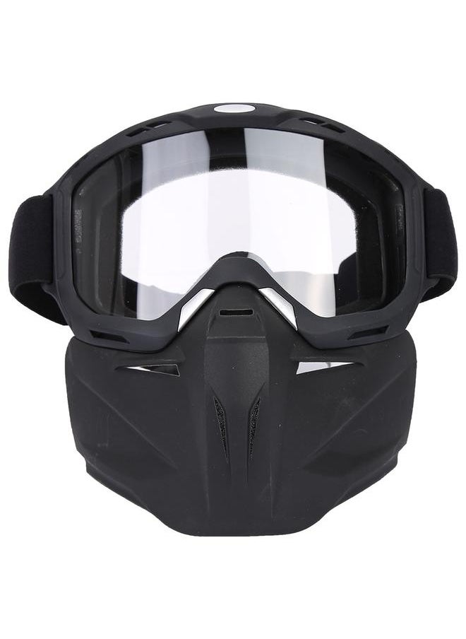 Thoraya Outdoor Removable Mask Windproof Sunglasses Cycling Riding Motocross Goggles(Transparent )  - Image 1