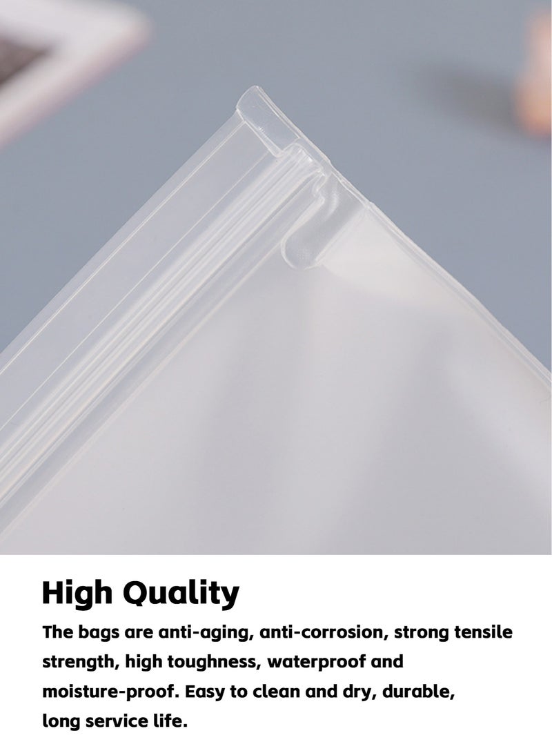 Teuuea 12 Pieces Reusable Refrigerator Ziplock Food Storage Bags, Leakproof Stand Up Freezer Lunch Bags for Fruit Vegetable Meat Cereal Cookies Sandwich Travel School Home Office (Medium and Large)  - Image 4