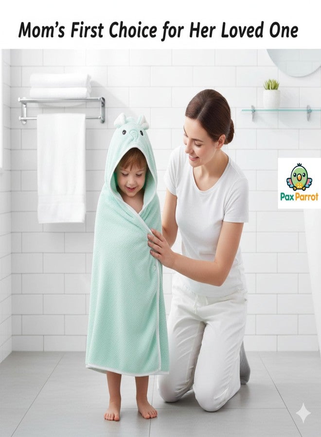 PAX PARROT Ultra-Soft Baby Hooded Towel – Coral Velvet Wrap Your Little One in Softness and Joy, Hypoallergenic & Super Absorbent Bath Wrap for Newborns & Toddlers | Cute Animal Design (0–5 Years) (turquoise) - Image 3