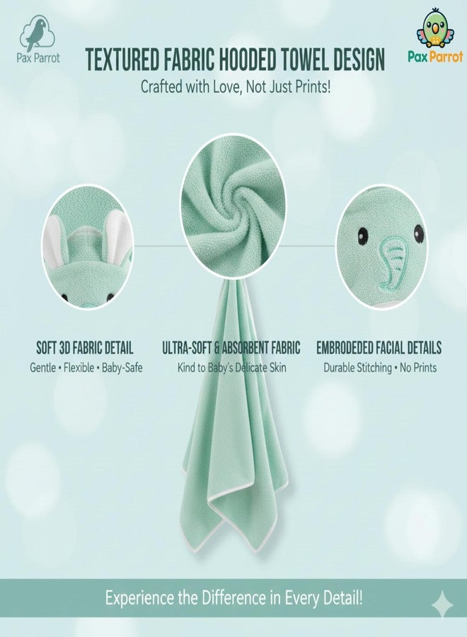 PAX PARROT Ultra-Soft Baby Hooded Towel – Coral Velvet Wrap Your Little One in Softness and Joy, Hypoallergenic & Super Absorbent Bath Wrap for Newborns & Toddlers | Cute Animal Design (0–5 Years) (turquoise) - Image 2
