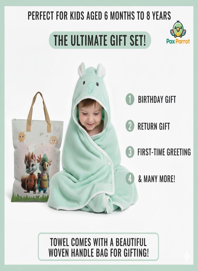 PAX PARROT Ultra-Soft Baby Hooded Towel – Coral Velvet Wrap Your Little One in Softness and Joy, Hypoallergenic & Super Absorbent Bath Wrap for Newborns & Toddlers | Cute Animal Design (0–5 Years) (turquoise) - Image 5