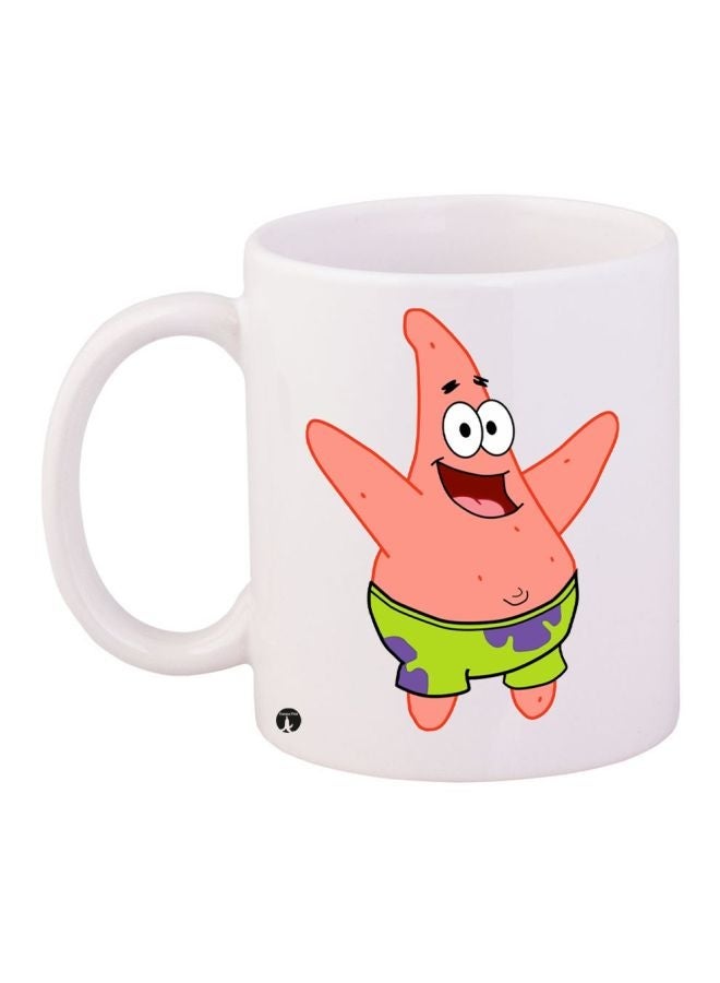 RYN Patrick Star Printed Coffee Mug White/Pink/Green 11ounce