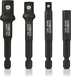 Neiko Neiko NEIKO 00244A Impact Socket Adapter and Magnetic Bit Holder Set | 4-Piece Set | 1/4-Inch Hex Shank with 1/4, 3/8,  - Image 1