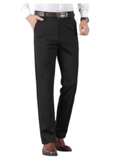 Generic Men's Classic Regular Fit Formal Pants Casual Business Trousers Trendy Straight Leg Dress Pants With Pockets 