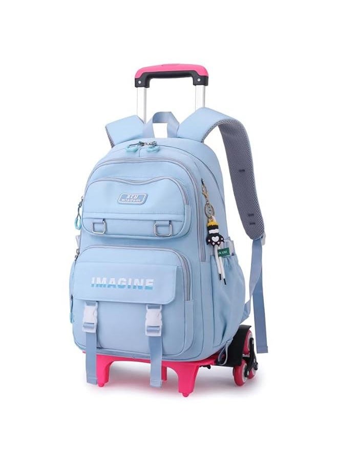 Solid Color Kids School Rolling Backpack for Boys Primary Students Wheeled Bag Elementary Bookbags for Girls  - Image 1