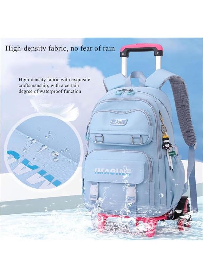 Solid Color Kids School Rolling Backpack for Boys Primary Students Wheeled Bag Elementary Bookbags for Girls  - Image 3