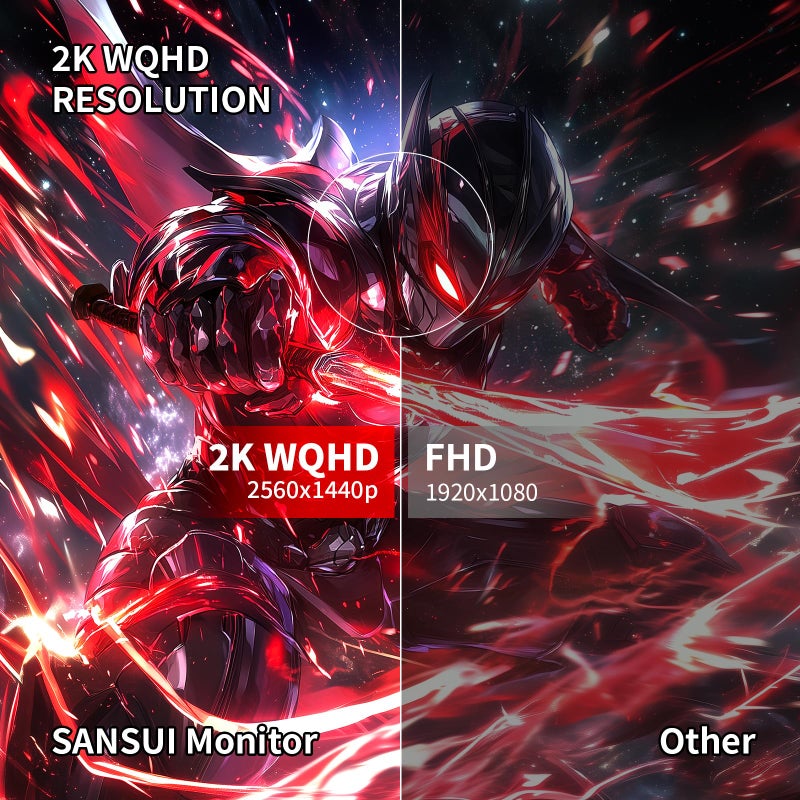SANSUI 27 Inch WQHD 2560X1440 Curved Gaming Monitor, 180Hz MPRT 1ms Computer Monitor,HDMI2.0 * 2, DP1.2 * 2, Freesync, Curved 1500R, 5000:1 Contrast Ratio, 120% sRGB,HDR(ES-G27C1Q DP Cable Included) - Image 3