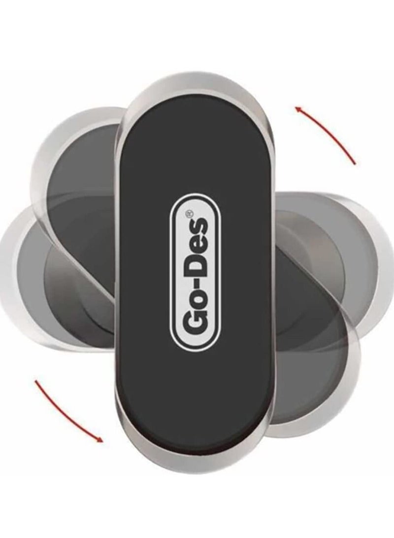 جو-ديز حامل هاتف محمول صغير Go-Des GD-HD708 ، قاعدة تثبيت مغناطيسية للسيارة ، حامل هاتف لوحي عالمي للسيارة بزاوية 360 درجة قابلة للتعديل لهواتف آيفون باللون الأسود والرمادي (النوع ب) - Image 2