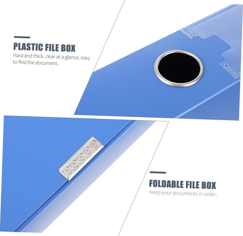 Market mainstream color picks 5pcs Blue Plastic Foldable Document File Boxes 5.5cm Thick Portable Folder Organizers for Office and School Storage Multi-purpose - Image 3
