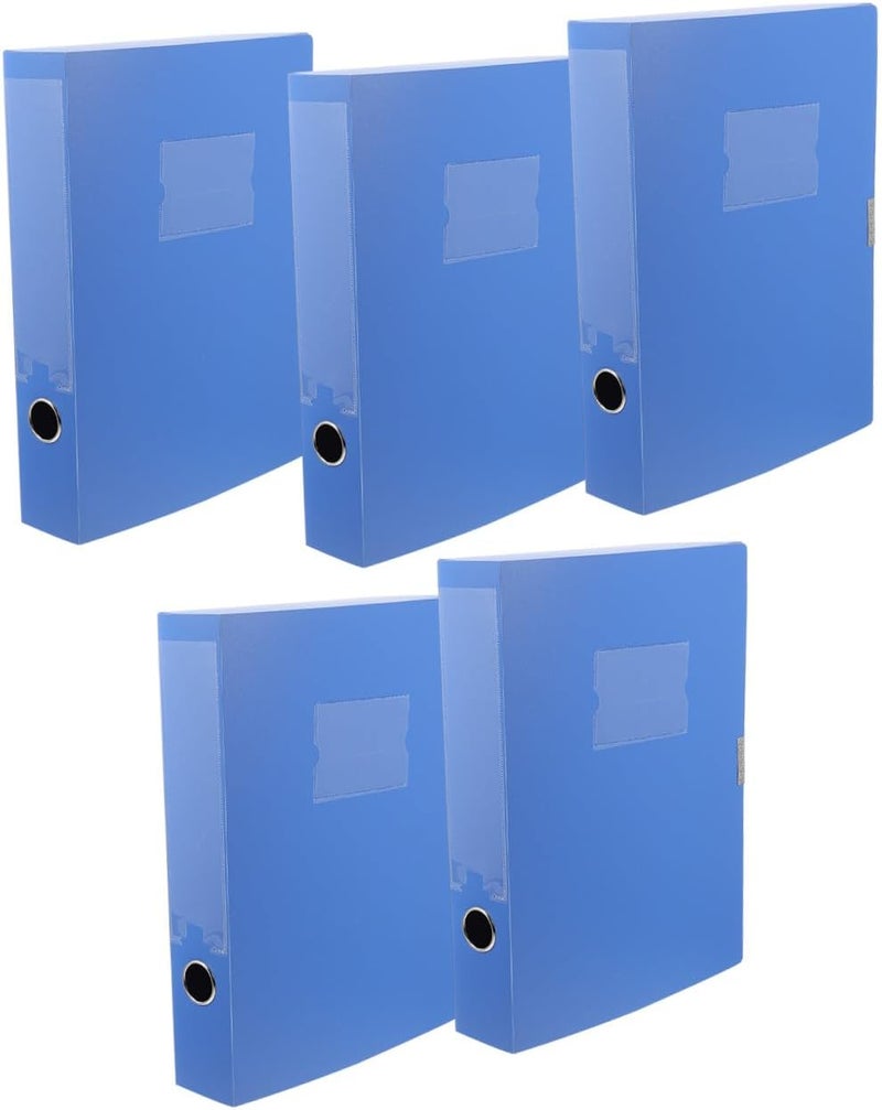 Market mainstream color picks 5pcs Blue Plastic Foldable Document File Boxes 5.5cm Thick Portable Folder Organizers for Office and School Storage Multi-purpose - Image 1