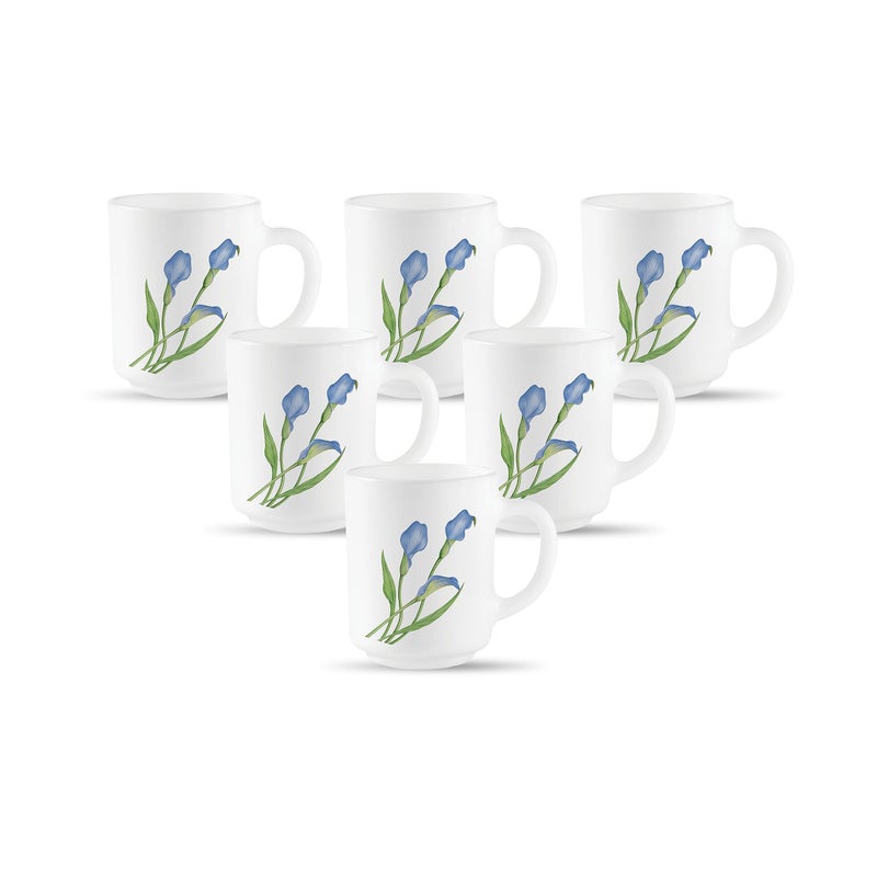 La Opala, Novo Collection Opal Glass Crockery | Coffee Mug Grace Medium, Set of 6 | Tender Trio, 250 ml | for Tea & Coffee | Microwave Safe | 100% Vegetarian | Extra Strong | Super Light & White - Image 5