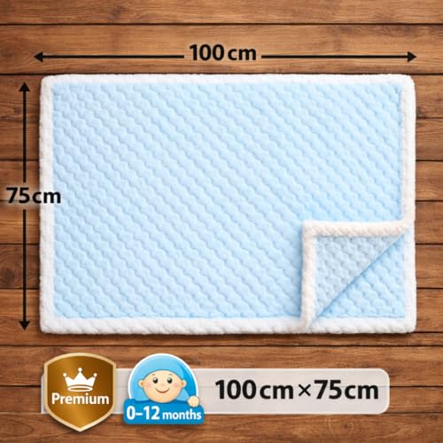 BRANDONN Premium Baby Blanket 100×75 cm – Ultra Soft Flannel Sherpa Newborn Blanket for Winter, AC, Stroller, Crib, Travel (0-12 Months) - Image 5