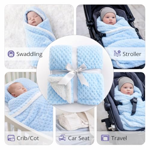 BRANDONN Premium Baby Blanket 100×75 cm – Ultra Soft Flannel Sherpa Newborn Blanket for Winter, AC, Stroller, Crib, Travel (0-12 Months) - Image 4