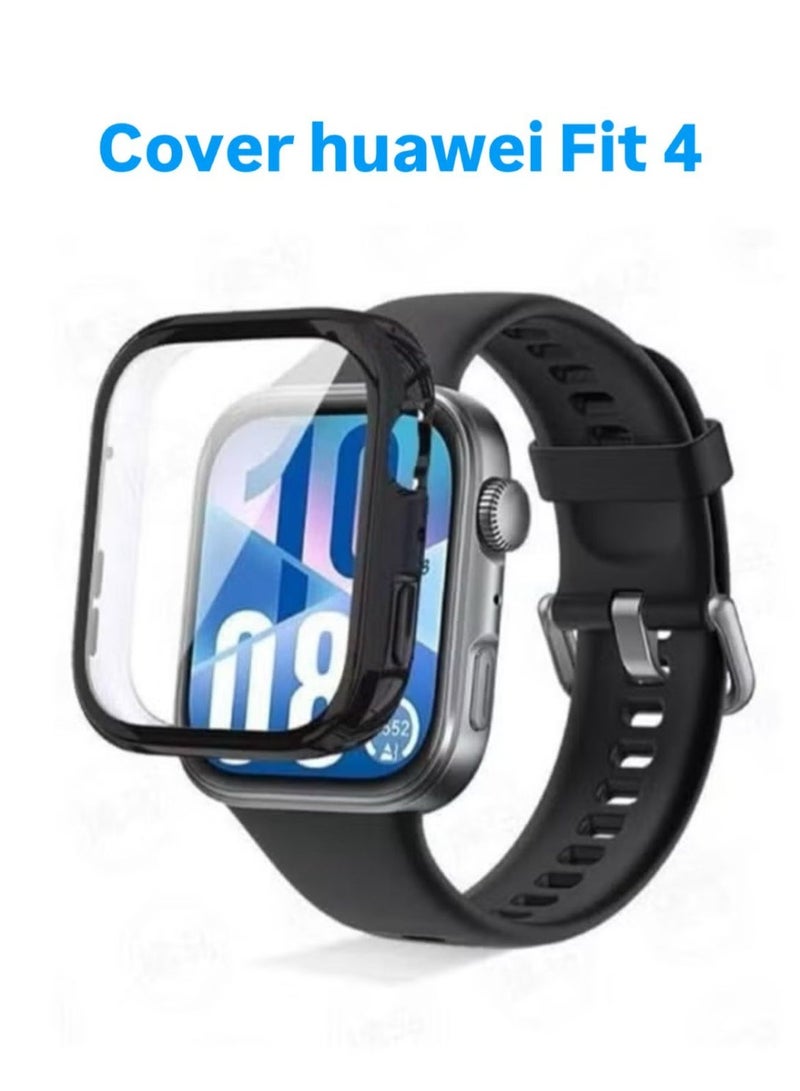 Slim Watch Case Compatible with Huawei Watch Fit 4 Soft Shockproof Full Coverage Built-in Screen Protector TPU Color black - Image 1