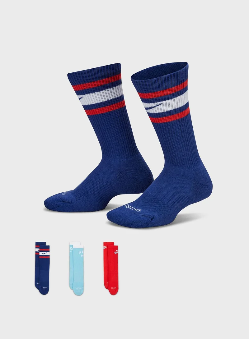 Nike Youth 3 Pack Heritage Everyday Cushion Crew Socks