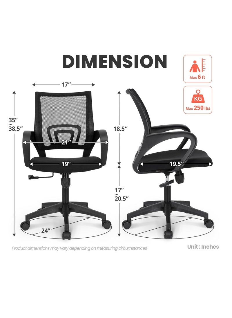Generic Chair Office Computer Desk Chair Gaming-Ergonomic Mid Back Cushion Lumbar Support with Wheels Comfortable Blue Mesh Racing Seat Adjustable Swivel Rolling Home Executive (Black)  - Image 2