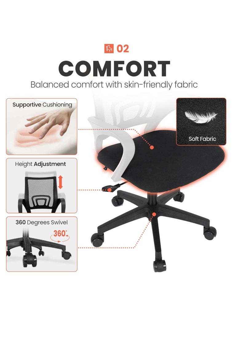 Generic Chair Office Computer Desk Chair Gaming-Ergonomic Mid Back Cushion Lumbar Support with Wheels Comfortable Blue Mesh Racing Seat Adjustable Swivel Rolling Home Executive (Black)  - Image 5