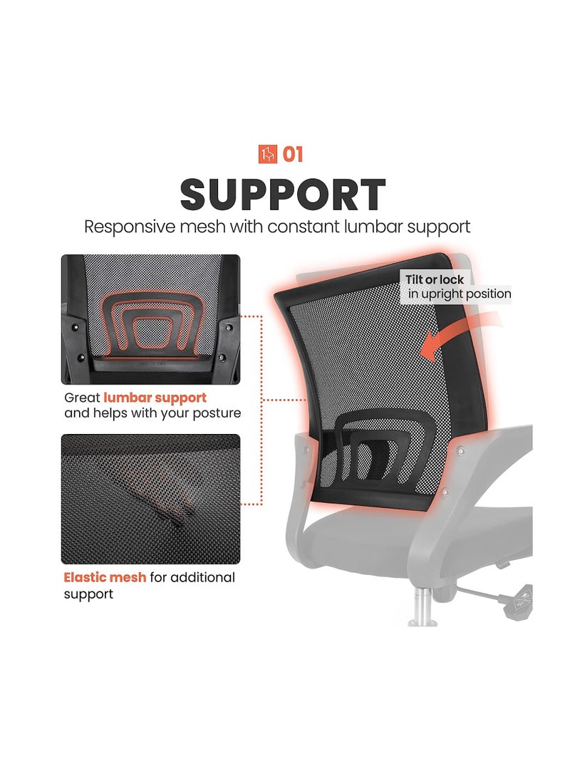 Generic Chair Office Computer Desk Chair Gaming-Ergonomic Mid Back Cushion Lumbar Support with Wheels Comfortable Blue Mesh Racing Seat Adjustable Swivel Rolling Home Executive (Black)  - Image 4