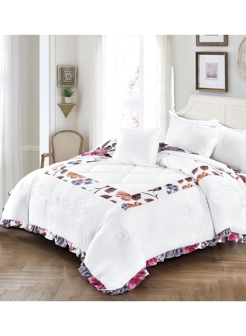 مينج لي مفرش سرير أنيق مقاس مفرد 4 قطع، يتضمن لحاف و ملاءة سرير وغطاء وسادة نوم و غطاء وسادة ديكور، لحاف خفيف الوزن ويستخدم على الاتجاهين، مناسب لجميع الفصول - Image 1